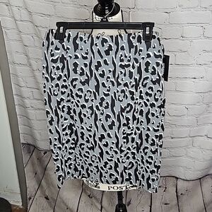 Alfani Modern Spice Grey/Black Leopard Print Stretch Pencil Skirt NWT Size 6